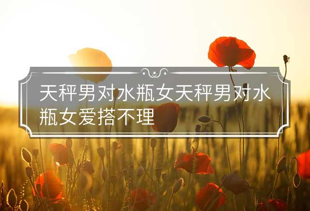 天秤男对水瓶女 天秤男对水瓶女爱搭不理