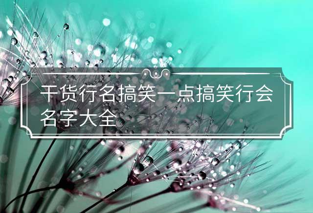 干货行名搞笑一点 搞笑行会名字大全 干货行名字