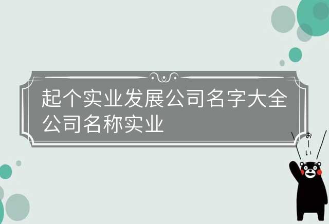 起个实业发展公司名字大全 公司名称实业